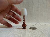 1:12 Dollhouse table lamp with white shade Battery operated minaiture LED console lamp with external wires