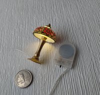 1:12 dollhouse handcrafted faux stained glass table lamp Battery operated miniature LED lamp Tiffany style lamp with external wires