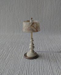 1:12 Dollhouse table lamp with translucent shade covered with handmade paper Battery operated minaiture LED console lamp with external wires