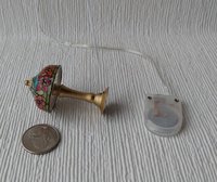 1:12 dollhouse handcrafted faux stained glass table lamp Battery operated miniature LED lamp Tiffany style lamp with external wires