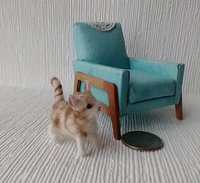 OOAK needle felted tabby cat for 1:12 dollhouse