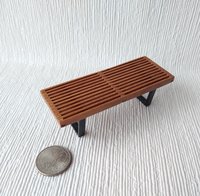 1:12 dollhouse miniature mid-century style coffee table Slats coffee table Platform bench Modern coffee table
