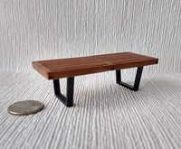 1:12 dollhouse miniature mid-century style coffee table Slats coffee table Platform bench Modern coffee table