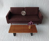 1:12 dollhouse miniature mid-century style coffee table Slats coffee table Platform bench Modern coffee table