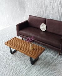 1:12 dollhouse miniature mid-century style coffee table Slats coffee table Platform bench Modern coffee table