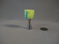 1:12 dollhouse atomic style table lamp teal shade with double cones and orb center Battery operated mid-century inspired table lamp Price is for One unit
