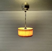 1:12 dollhouse battery operated pendant light with wood veneer Mid century inspired ceiling light