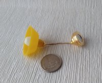 1:12 dollhouse miniature yellow pendant light with white inner shade Battery operated mid-century inspired ceiling light MCM styled light