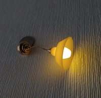 1:12 dollhouse miniature yellow pendant light with white inner shade Battery operated mid-century inspired ceiling light MCM styled light