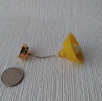 1:12 dollhouse miniature yellow pendant light with white inner shade Battery operated mid-century inspired ceiling light MCM styled light