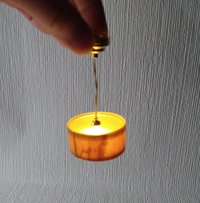1:12 dollhouse battery operated pendant light with wood veneer Mid century inspired ceiling light