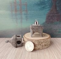 RESERVED Dollhouse miniature Japanese style stone lantern light Battery operated faux stone lantern no external wires