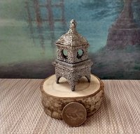 RESERVED Dollhouse miniature Japanese style stone lantern light Battery operated faux stone lantern no external wires