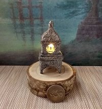 RESERVED Dollhouse miniature Japanese style stone lantern light Battery operated faux stone lantern no external wires