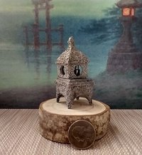 RESERVED Dollhouse miniature Japanese style stone lantern light Battery operated faux stone lantern no external wires