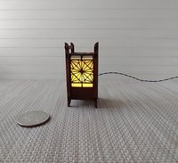 RESERVED 1:12 Dollhouse miniature kumiko style table or floor lamp Battery operated Japanese style lantern lamp on external wires