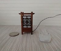RESERVED 1:12 Dollhouse miniature kumiko style table or floor lamp Battery operated Japanese style lantern lamp on external wires