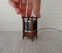 RESERVED 1:12 Dollhouse miniature kumiko style table or floor lamp Battery operated Japanese style lantern lamp on external wires