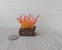1:12 Dollhouse realistic light up firelogs with flickering flames Battery operated lit logs 1 unit