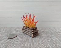 1:12 Dollhouse realistic light up firelogs with flickering flames Battery operated lit logs 1 unit