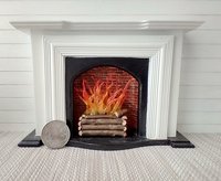 1:12 Dollhouse realistic light up firelogs with flickering flames Battery operated lit logs 1 unit