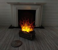 1:12 Dollhouse realistic light up firelogs with flickering flames Battery operated lit logs 1 unit