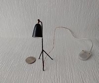 1:12 Dollhouse mid-century styled floor lamp Black tripod floor lamp Battery operated LED lamp with external wires