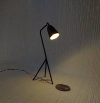 1:12 Dollhouse mid-century styled floor lamp Black tripod floor lamp Battery operated LED lamp with external wires