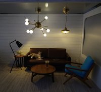 1:12 Dollhouse mid-century styled floor lamp Black tripod floor lamp Battery operated LED lamp with external wires