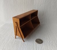 1:12 Dollhouse mid-century styled book case or display case or shelving unit in solid cherry wood