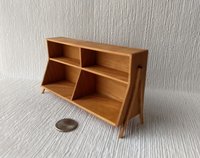 1:12 Dollhouse mid-century styled book case or display case or shelving unit in solid cherry wood