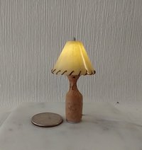 RESERVED 1:12 dollhouse mid-century styled table lamp cork vase laced shade Battery operated MCM dollhouse table lamp