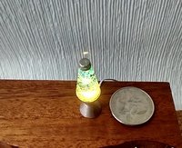 1:12 Dollhouse miniature retro lava lamp Battery operated LED table lamp MCM style with external wires - blue glitter