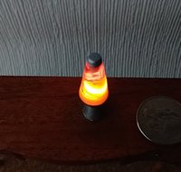 1:12 Dollhouse miniature retro lava lamp Battery operated LED table lamp MCM style with external wires - red resin