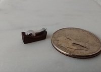 RESERVED 1:12 scale miniature walnut tape dispenser Desktop accessory Stationery item