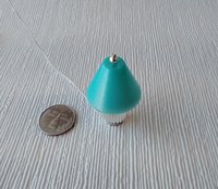 1:12 dollhouse table lamp pearlescent turquoise shade and silver fluted lamp base Battery operated with external wires