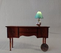 1:12 dollhouse table lamp pearlescent turquoise shade and silver fluted lamp base Battery operated with external wires