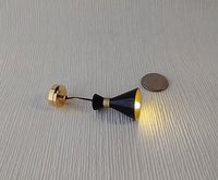 1:12 dollhouse miniature cone pendant light in black Mid-century modern LED ceiling light Battery operated MCM light