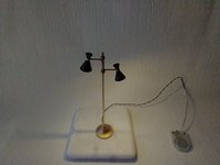 RESERVED 1:12 dollhouse miniature 2-light floor lamp with black cones Mid-century modern styled floor lamp Battery operated MCM dollhouse light