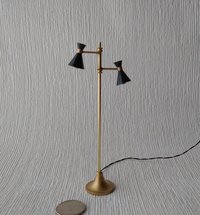 RESERVED 1:12 dollhouse miniature 2-light floor lamp with black cones Mid-century modern styled floor lamp Battery operated MCM dollhouse light