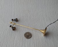 RESERVED 1:12 dollhouse miniature 2-light floor lamp with black cones Mid-century modern styled floor lamp Battery operated MCM dollhouse light