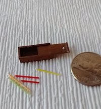1:12 dollhouse miniature pencil box made from solid walnut wood comes with five pencils