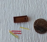 1:12 dollhouse miniature pencil box made from solid walnut wood comes with five pencils