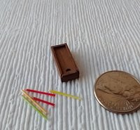 1:12 dollhouse miniature pencil box made from solid walnut wood comes with five pencils