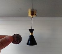 1:12 dollhouse miniature cone pendant light in black Mid-century modern LED ceiling light Battery operated MCM light