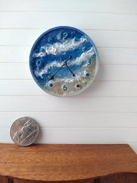 1:12 dollhouse wall clock with beach and textured white waves Resin wall art for dollhouse beach cottage coastal home decor accessory