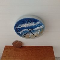1:12 dollhouse wall clock with beach and textured white waves Resin wall art for dollhouse beach cottage coastal home decor accessory