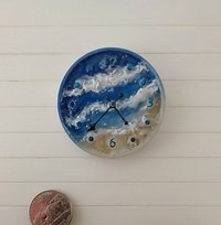 1:12 dollhouse wall clock with beach and textured white waves Resin wall art for dollhouse beach cottage coastal home decor accessory