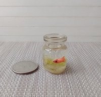 1:12 dollhouse miniature glass fish bowl with one solitary goldfish - light green plant