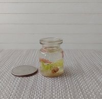 1:12 dollhouse miniature glass fish bowl with one solitary goldfish - light green plant